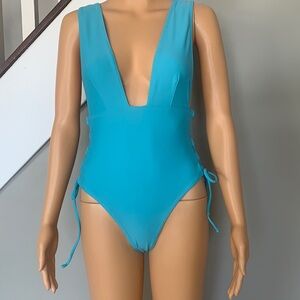 One piece lace up swimsuit